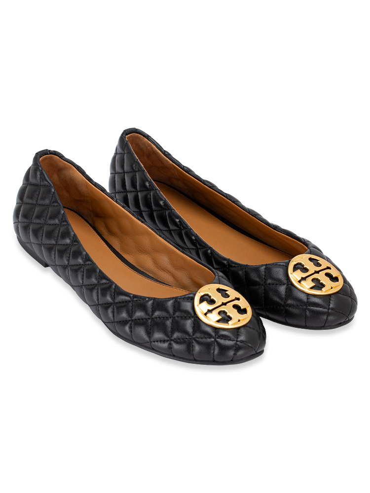Chelsea Quilted Ballet Flats Perfect Black Gold Sz 11