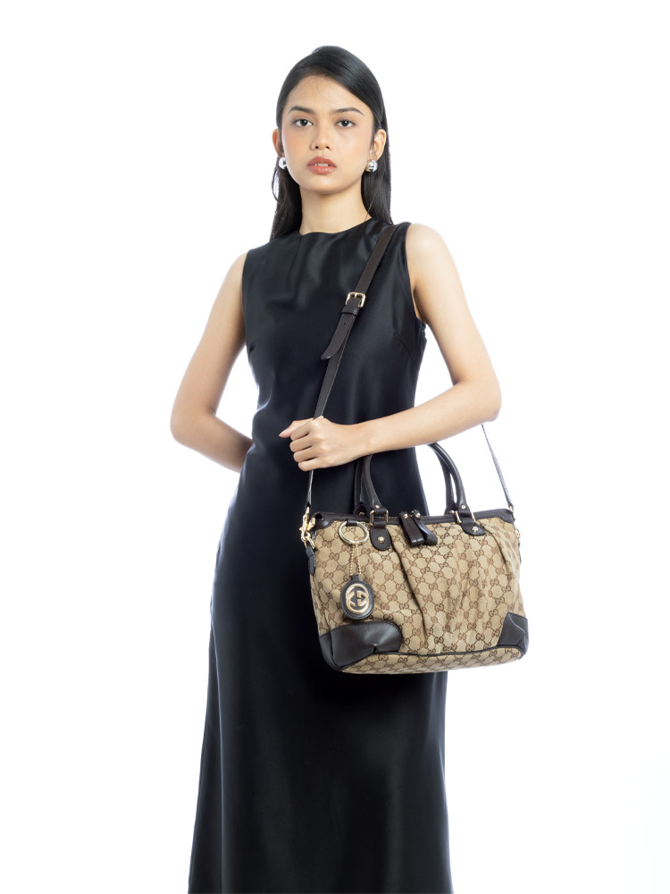 Canvas Sukey Medium Top Handle Beige Brown