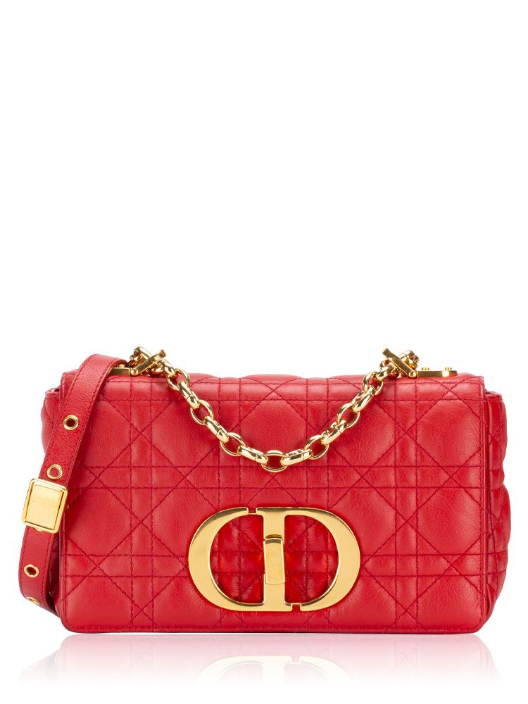 Calfskin Cannage Caro Small Shoulder Bag Red
