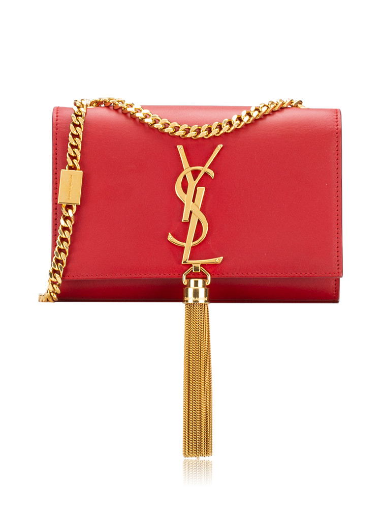 Calfskin Classic Monogram Kate Tassel Small Shoulder Bag Red