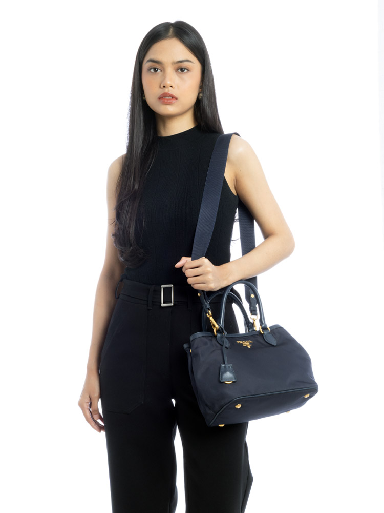 1BA172 Tessuto Soft Calf Small Tote Bleu
