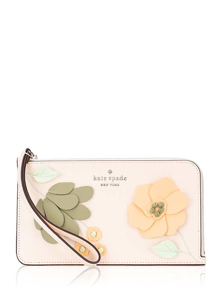 Lucy Floral Medium L-Zip Wristlet Fresh Peach Multi