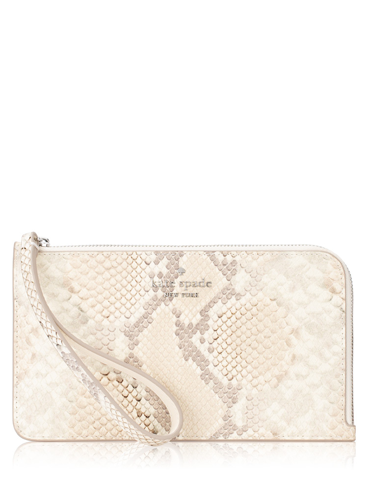 Lucy Pebble Leather Medium L-Zip Wristlet Elm