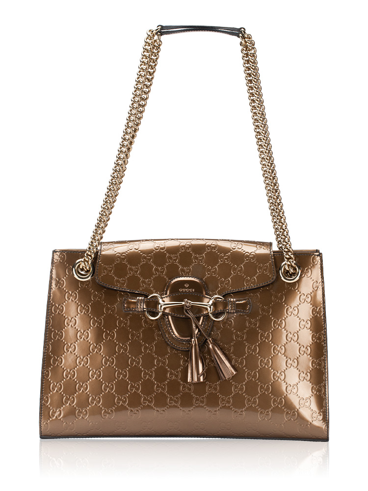 Shine Guccissima Emily Large Shoulder Bag Bronze