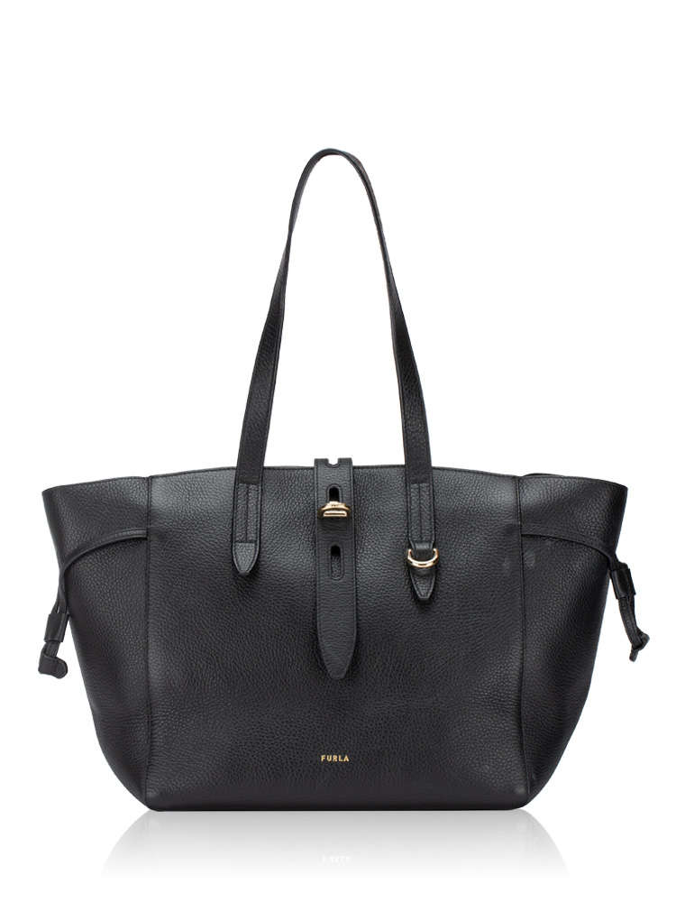 Leather Net Medium Tote Nero