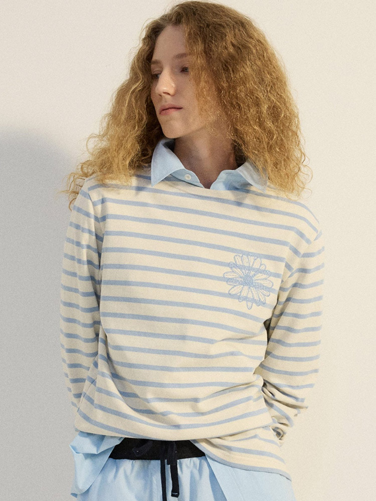 Stripe Long Sleeve T-Shirt Blue