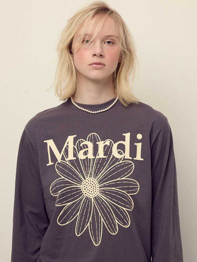 Flowermardi Long Sleeve T-Shirt Charcoal Cream