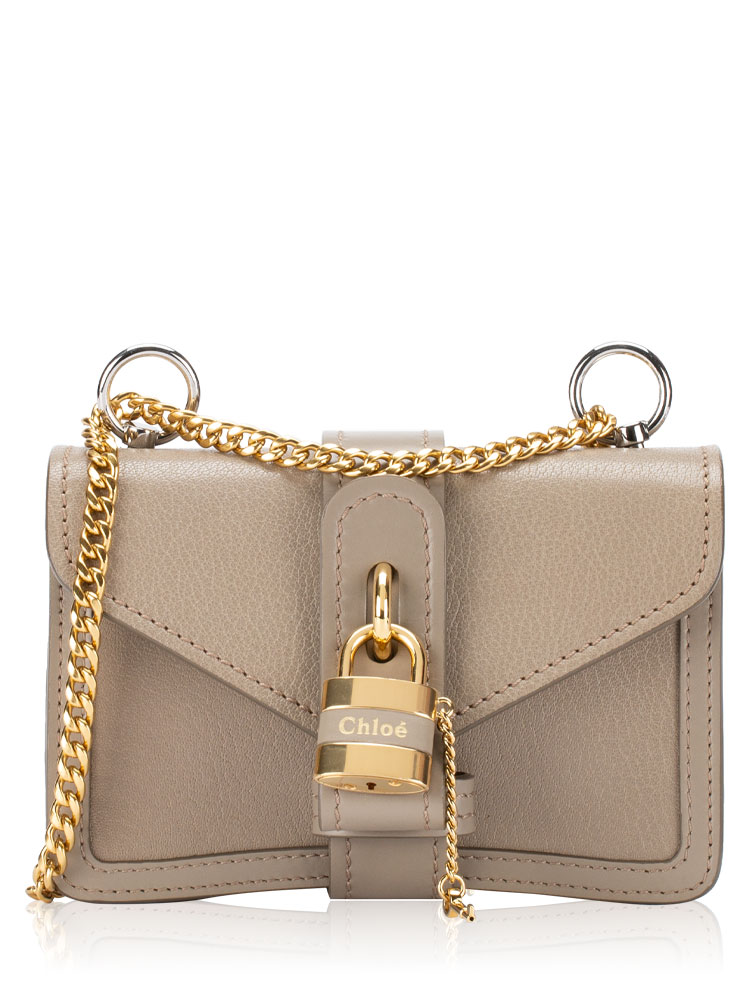 Goatskin Calfskin Aby Mini Chain Shoulder Bag Motty Grey