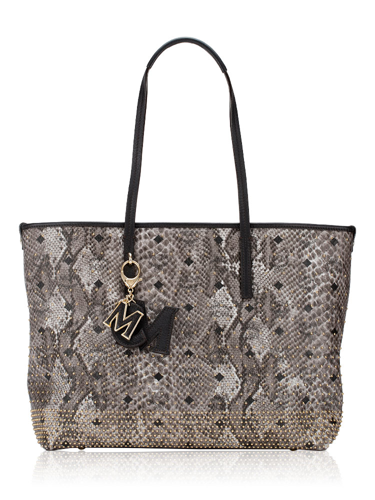 Visetos Snakeskin Embossed Medium Shopper Grey
