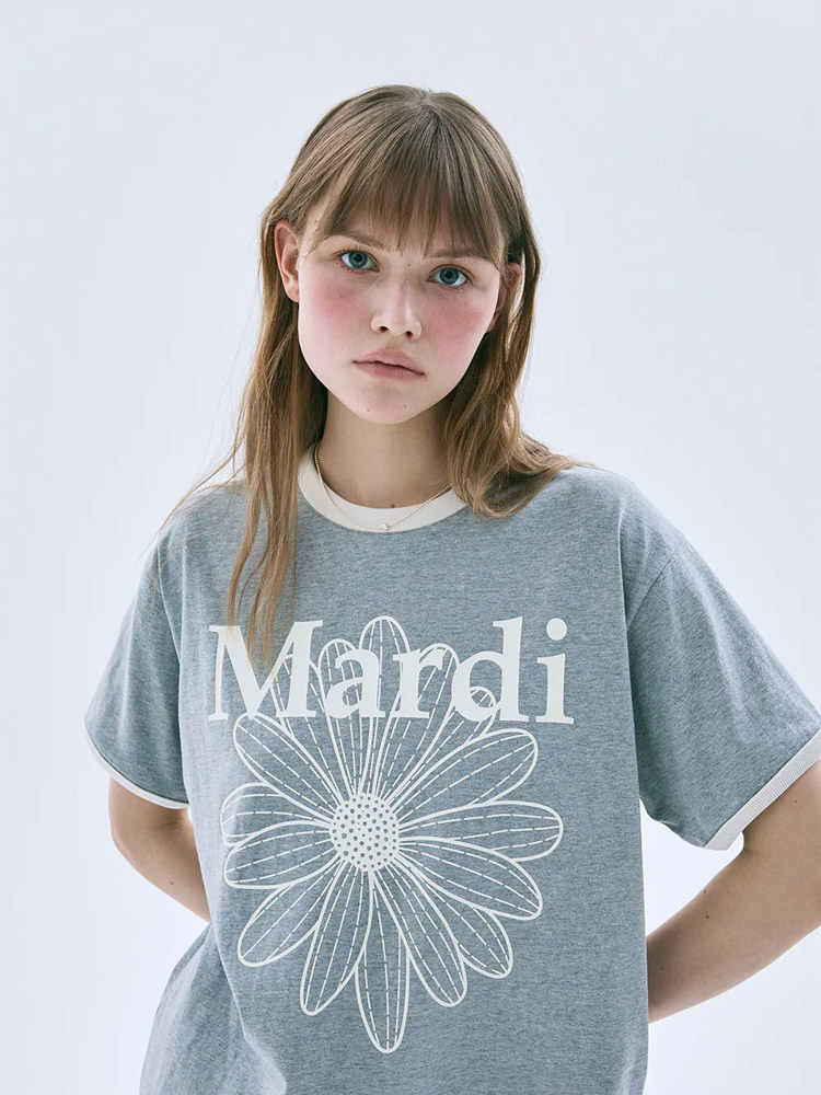 Flowermardi Ringer T-Shirt Grey Ivory