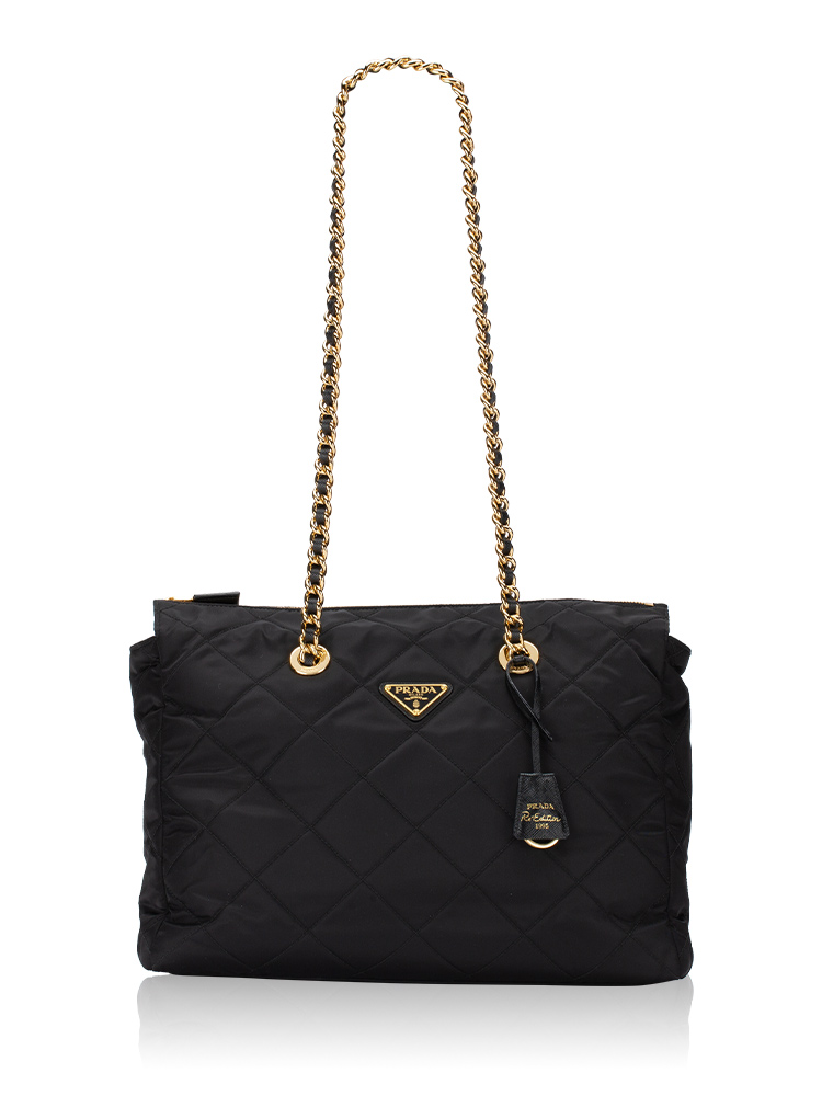 Re-nylon Impuntu Re-Edition 1995 Chaine Large Tote Nero
