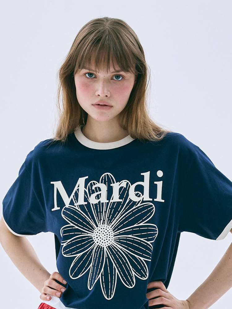 Flowermardi Ringer T-Shirt Navy Ivory