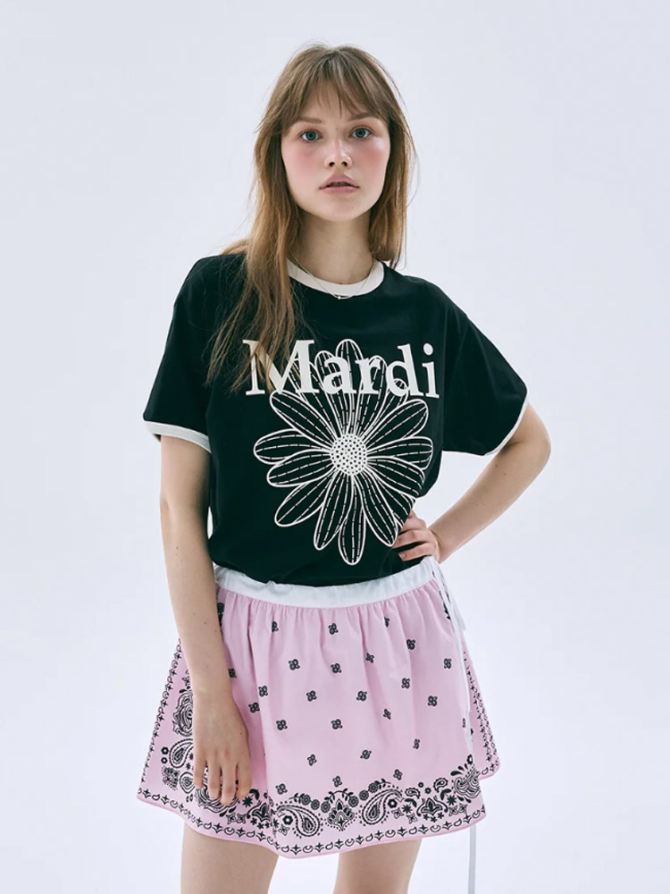 Flowermardi Ringer T-Shirt Black Ivory