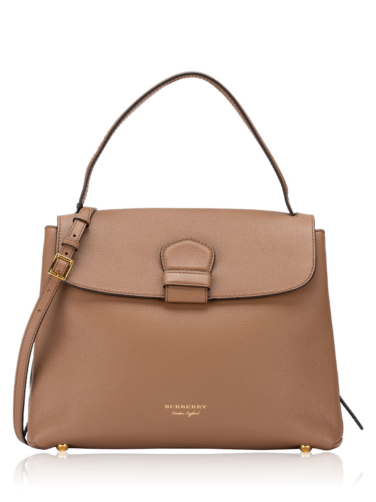 Calfskin House Check Camberley Medium Satchel Dark Sand