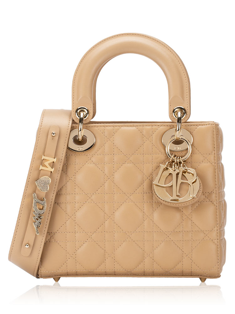 Lambskin Cannage My ABCDior Small Lady Dior Biscuit