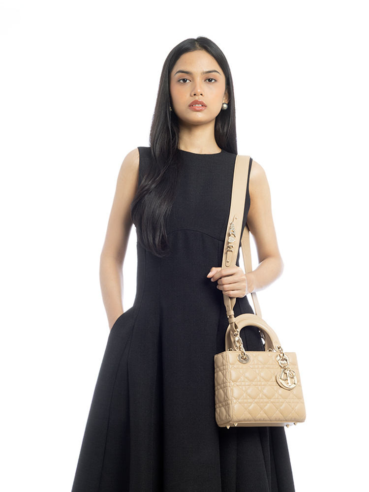 Lambskin Cannage My ABCDior Small Lady Dior Biscuit