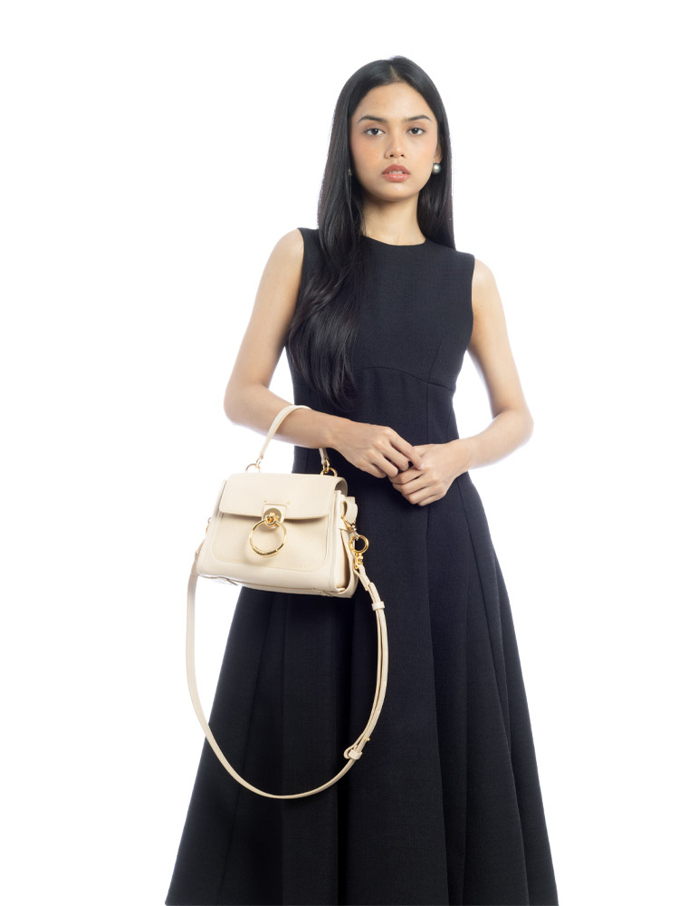 Calfskin Tess Mini Shoulder Bag Sweet Beige