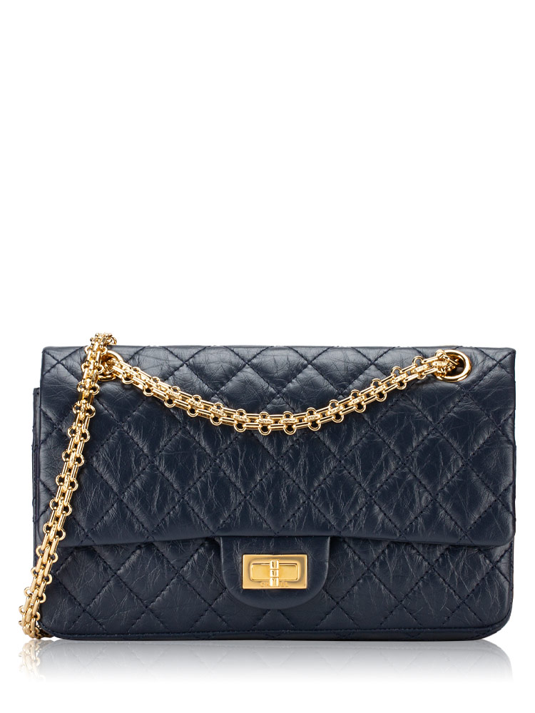 Aged Calfskin 2.55 Reissue 225 Flap Bag Navy
