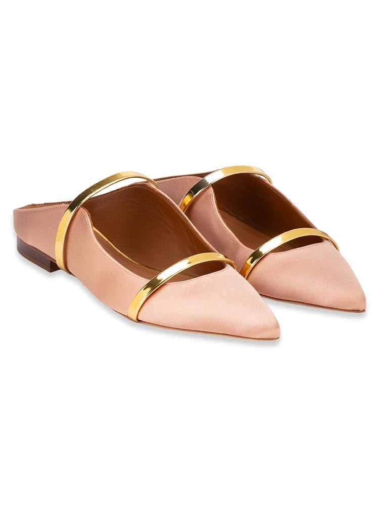 Satin Maureen Flat Blush Gold Sz 38.5