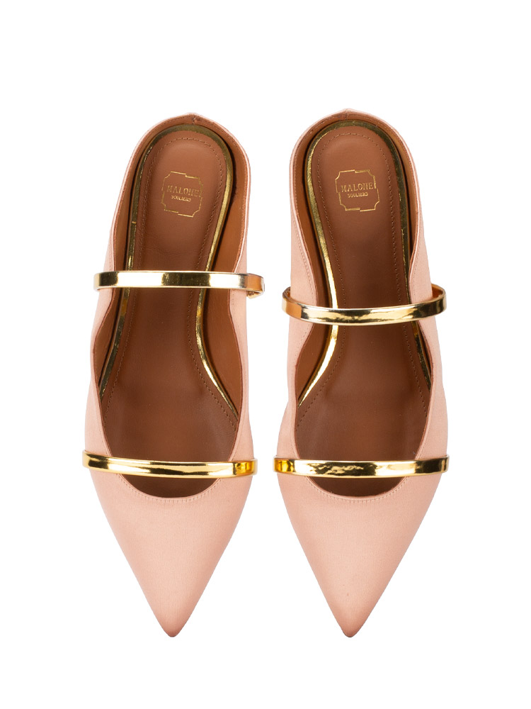 Satin Maureen Flat Blush Gold Sz 38.5