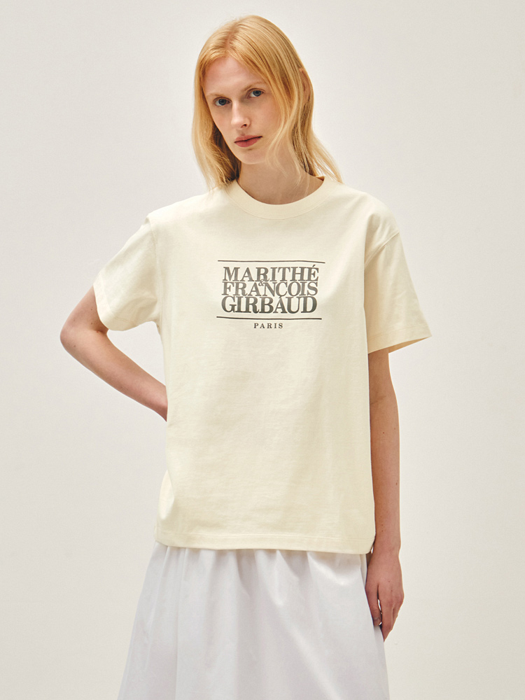 Classic Logo Tee Cream Brown Sz M