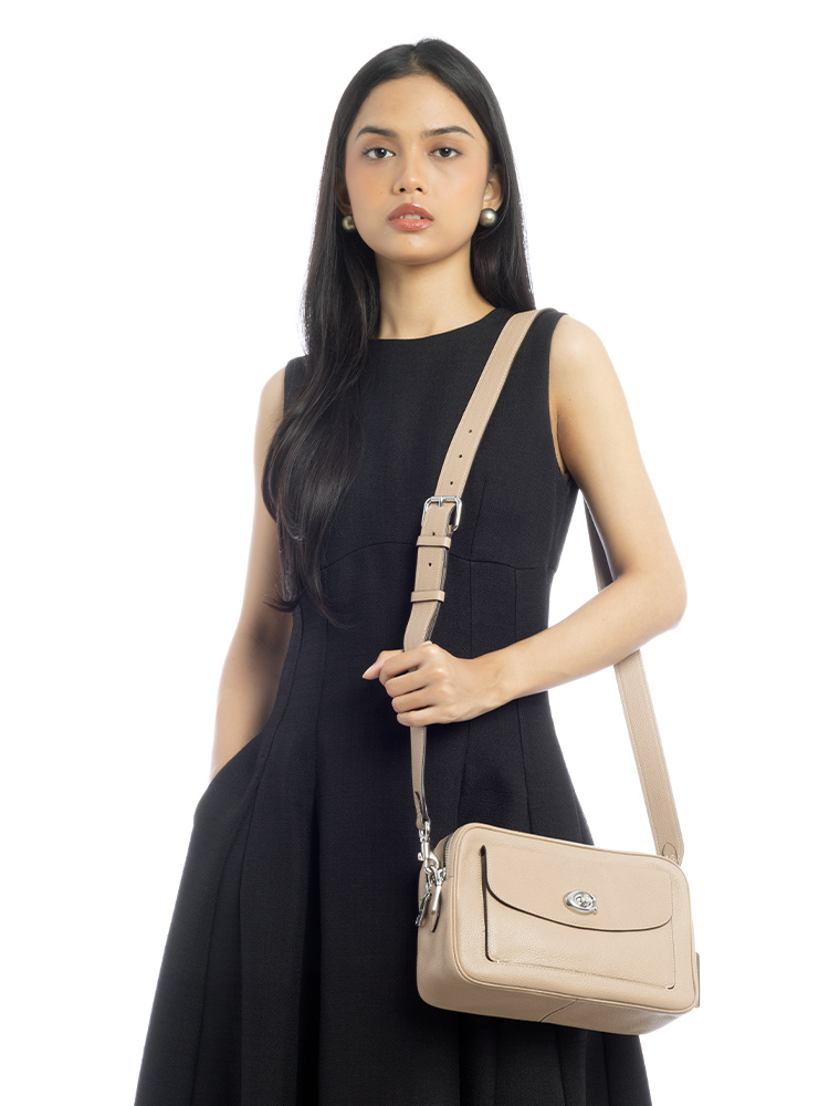 639 Cassie Leather Camera Bag Taupe