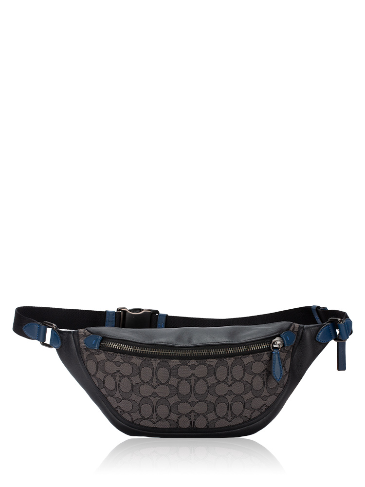 Men C3795 Signature Jacquard League Belt Bag Charcoal Black