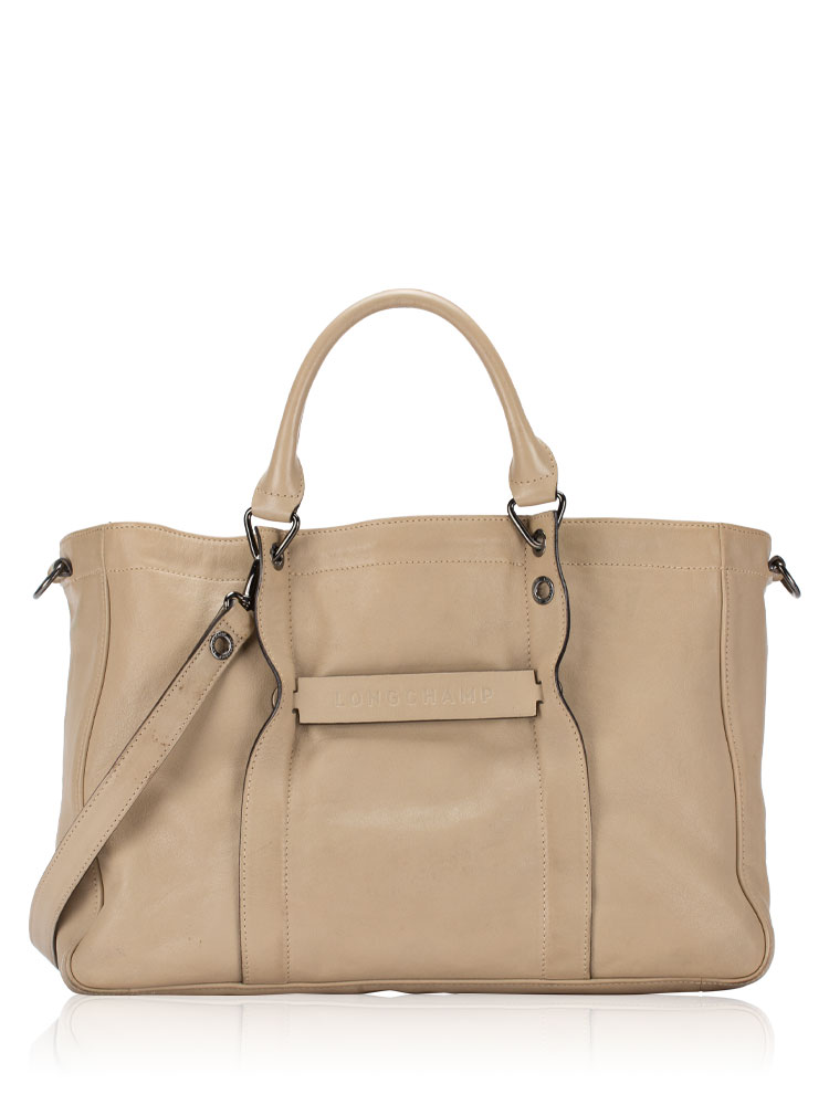3D Leather Large Tote Beige