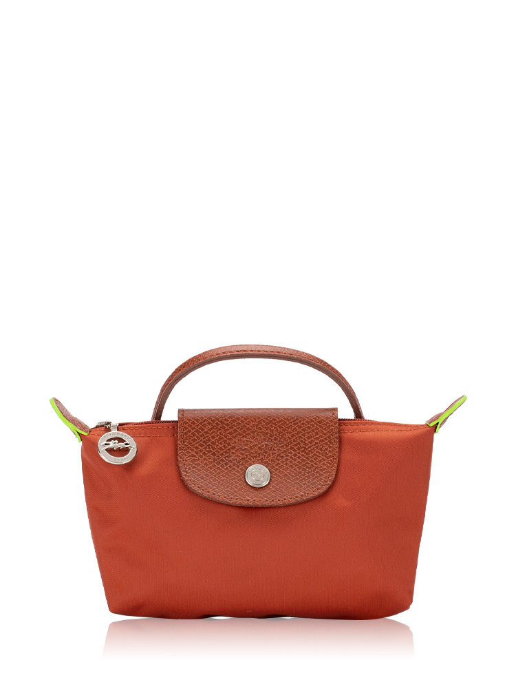 Le Pliage Green Pouch With Handle Chestnut