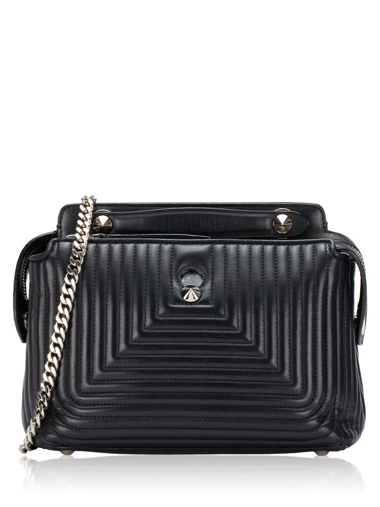 Shiny Nappa DotCom Small Chain Shoulder Bag Nero