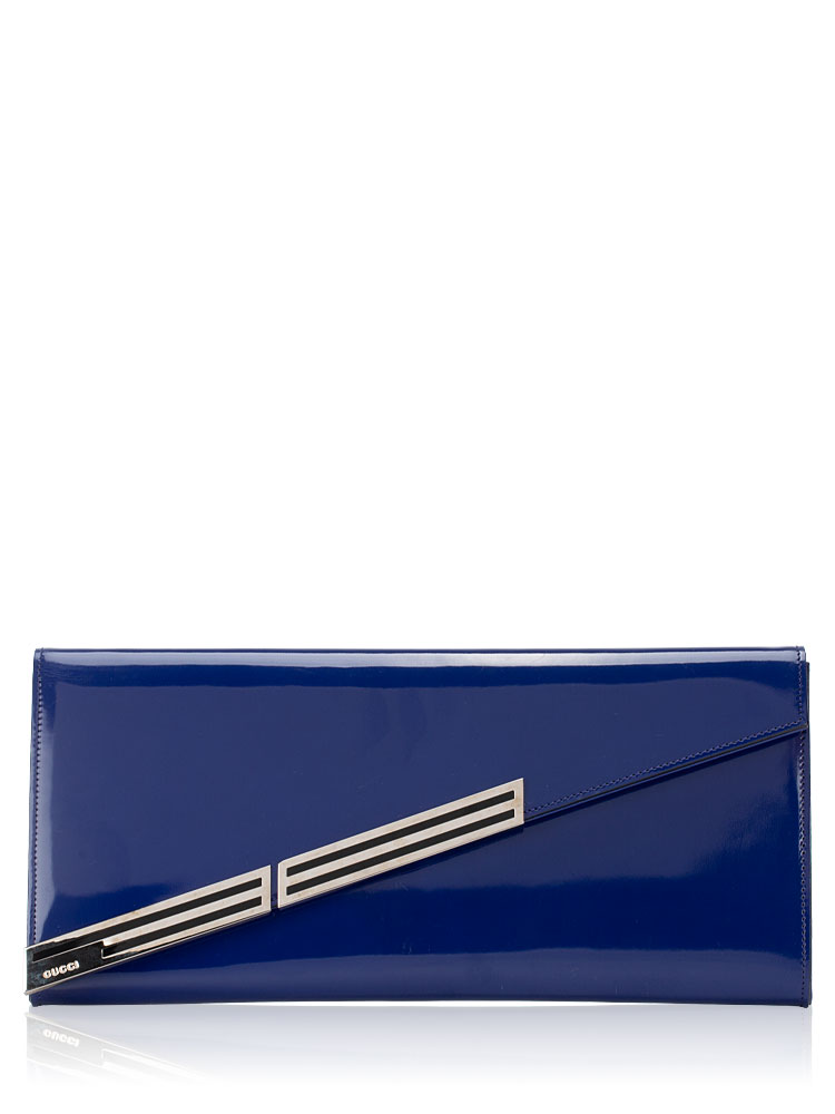 Patent Leather Maxi Envelope Clutch Blue