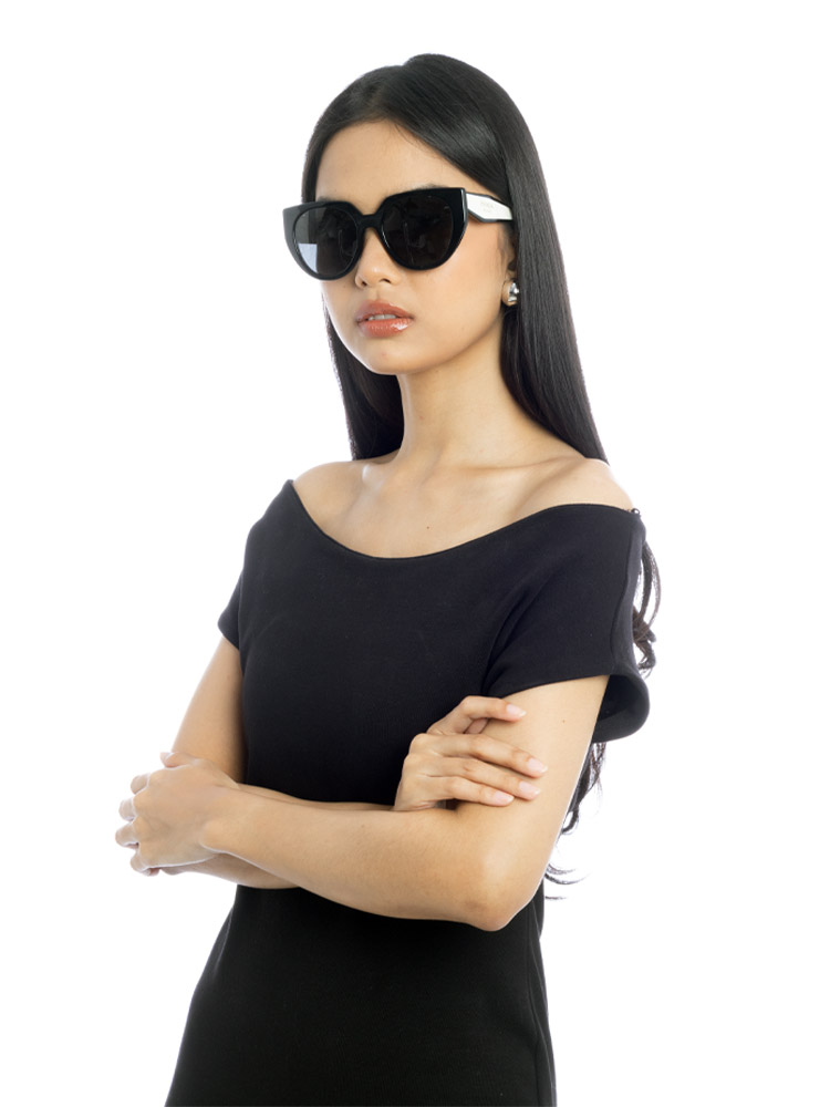 SPR14W Oversized Cat Eye Sunglasses Black White