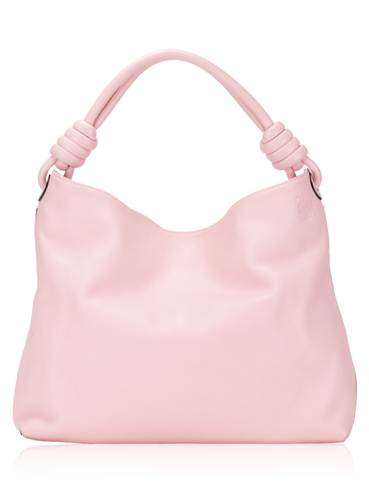 Calfskin Flamenco Knot Small Hobo Soft Pink