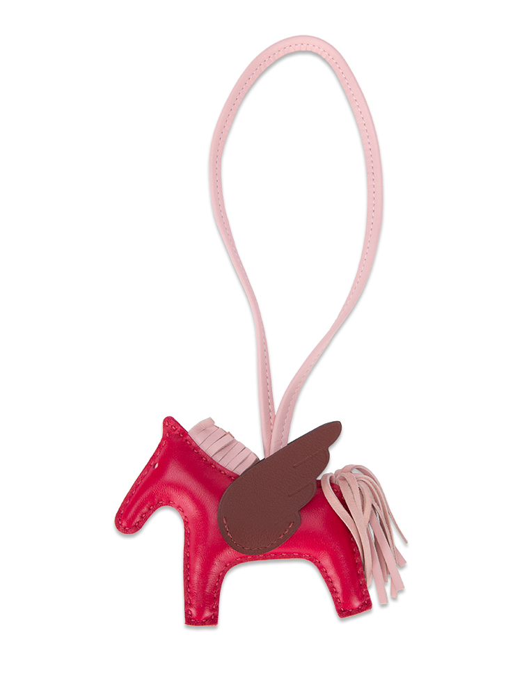 Lambskin Rodeo Pegase PM Bag Charm Framboise Rose Sakura Rouge H