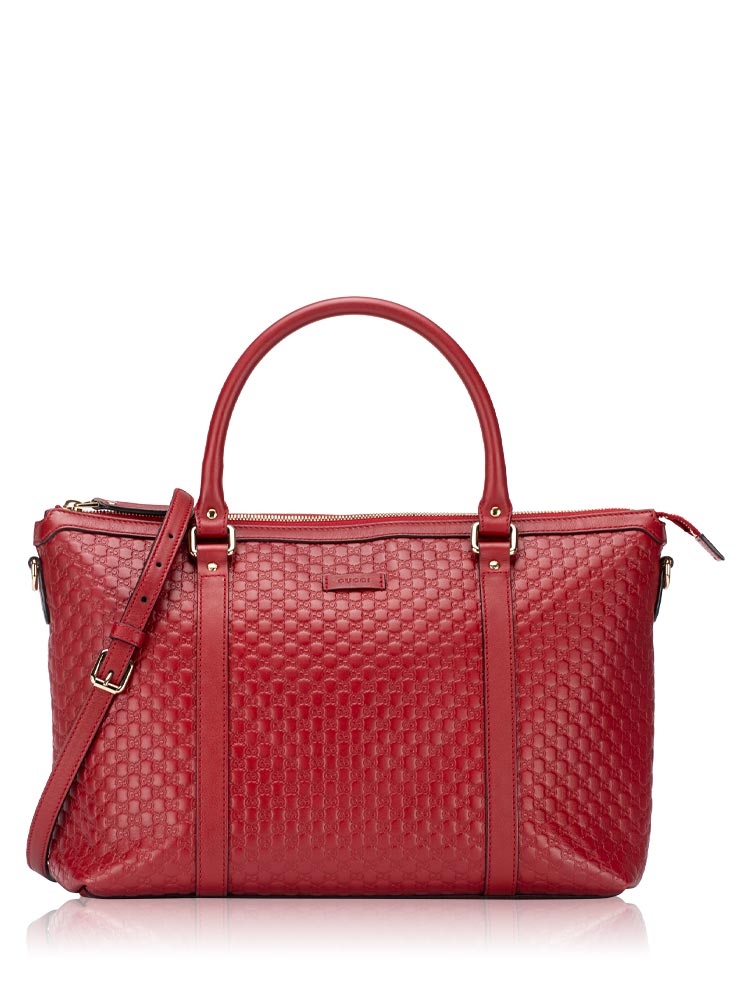Soft Microguccissima Medium Zip Satchel Rosso