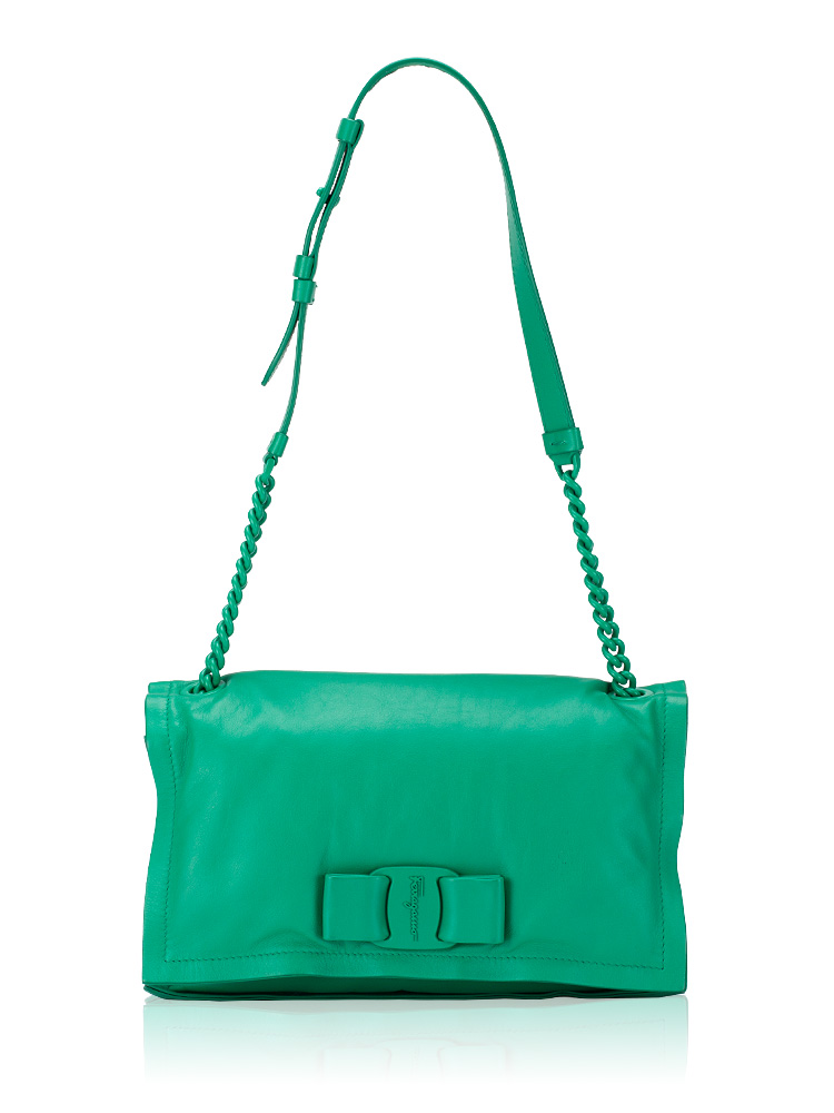 Calfskin Viva Bow Small Shoulder Bag Green