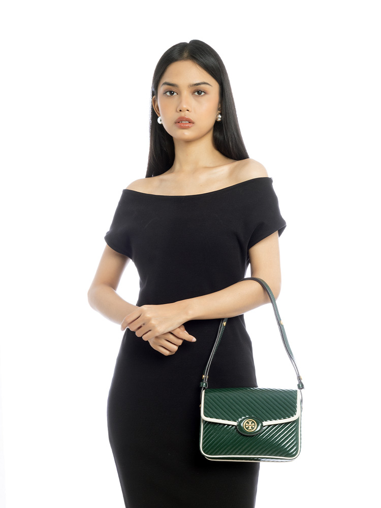 Robinson Puffy Patent Quilted Shoulder Bag Pine