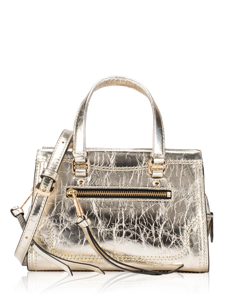 H708L01SP22 Metallic Leather Cruiser Mini Satchel Light Gold
