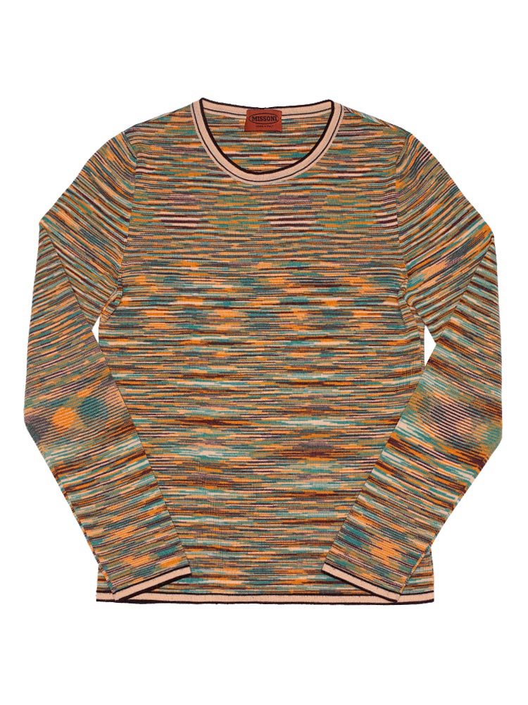 Vintage Knit Long Sleeves Top Multicolor
