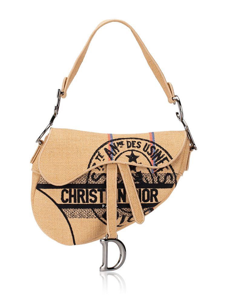 Jute Union Embroidered Saddle Bag Beige
