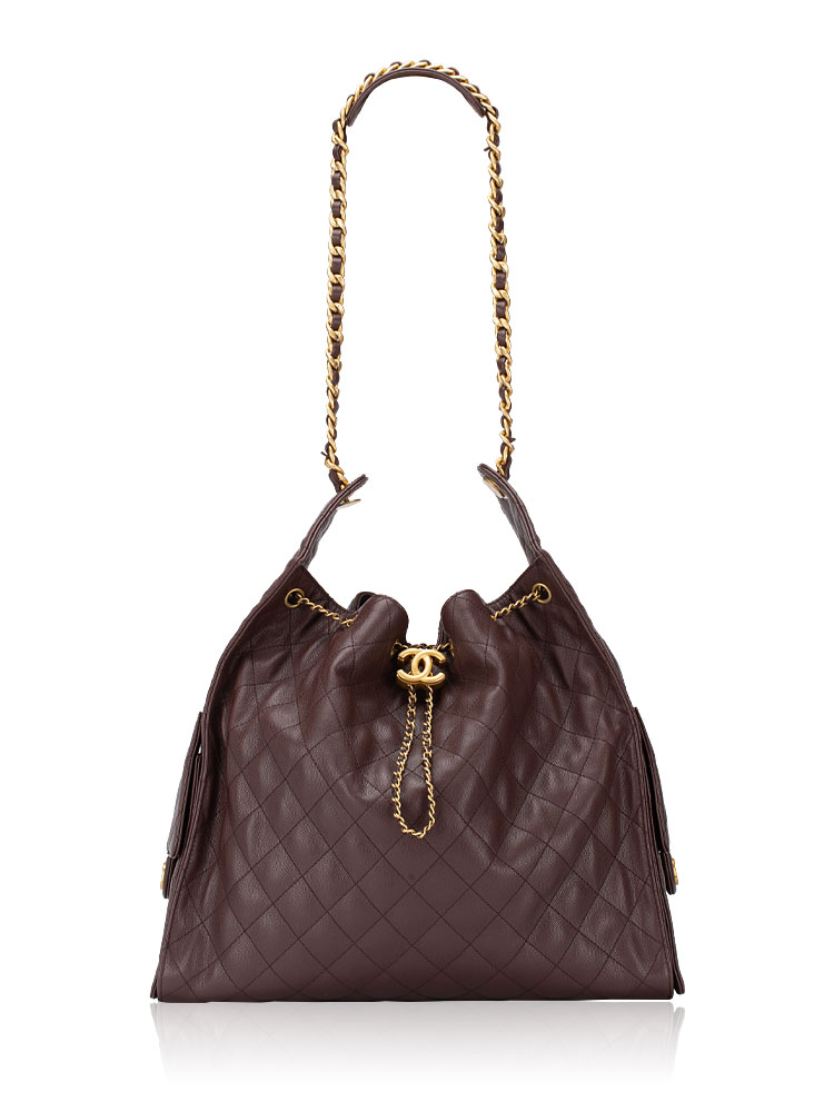 Caviar Chanel 25 Large Handbag Dark Brown