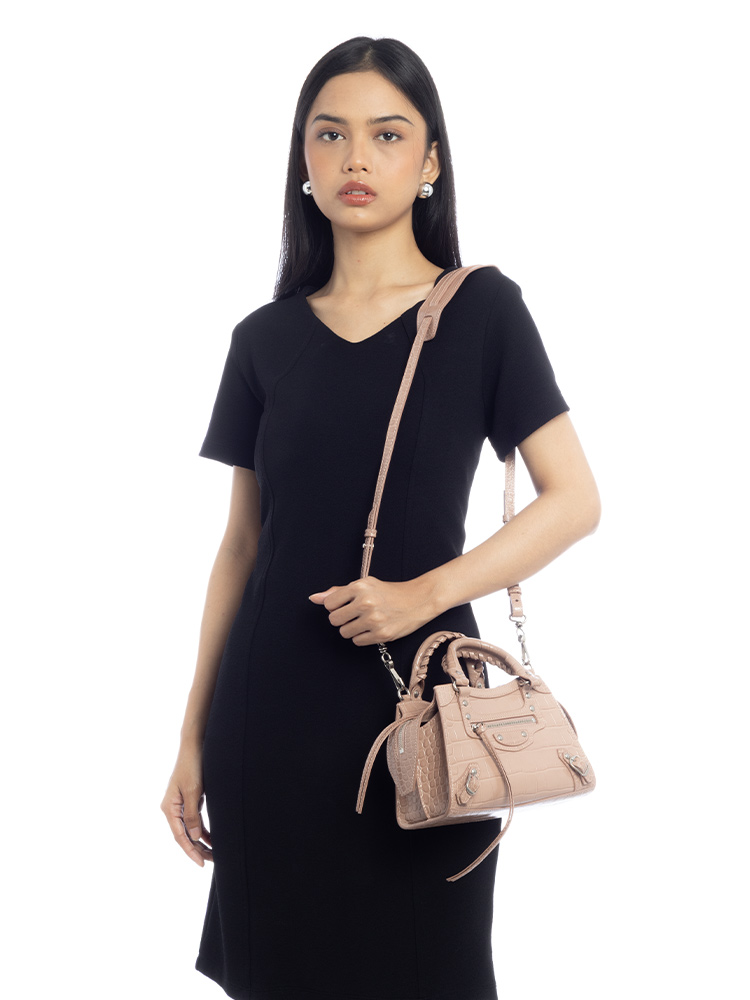 Shiny Crocodile Effect Neo Classic Mini City Rose Des Sables