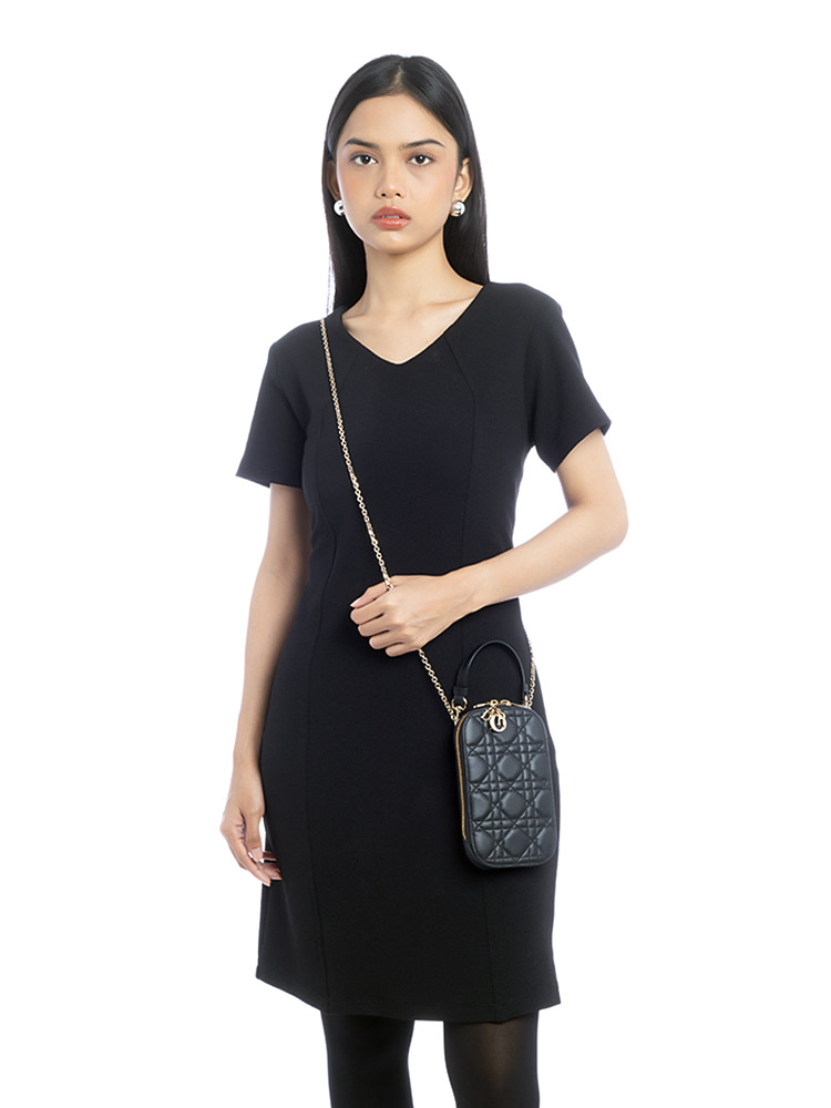 Lambskin Lady Dior Call'in Phone Crossbody Black