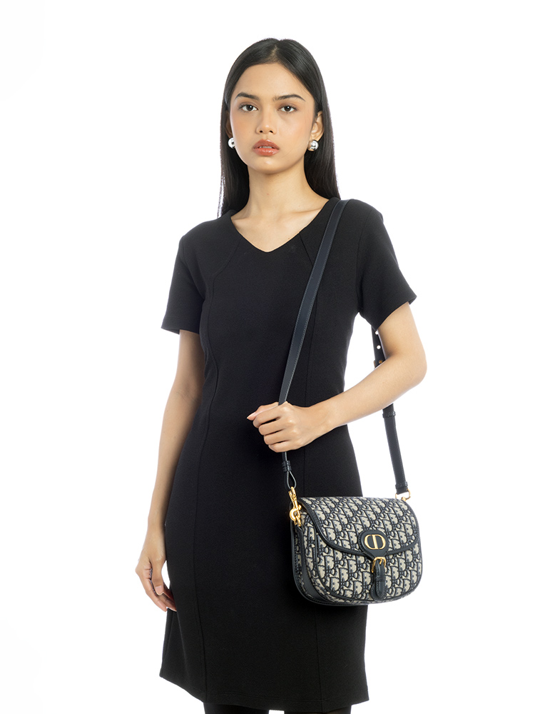 Oblique Bobby Medium Shoulder Bag Blue