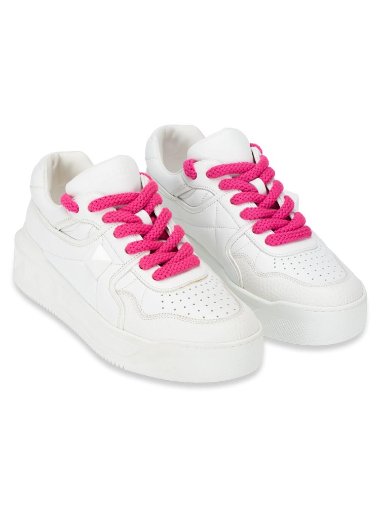 Calfskin One Stud XL Sneakers White Pink Sz 42