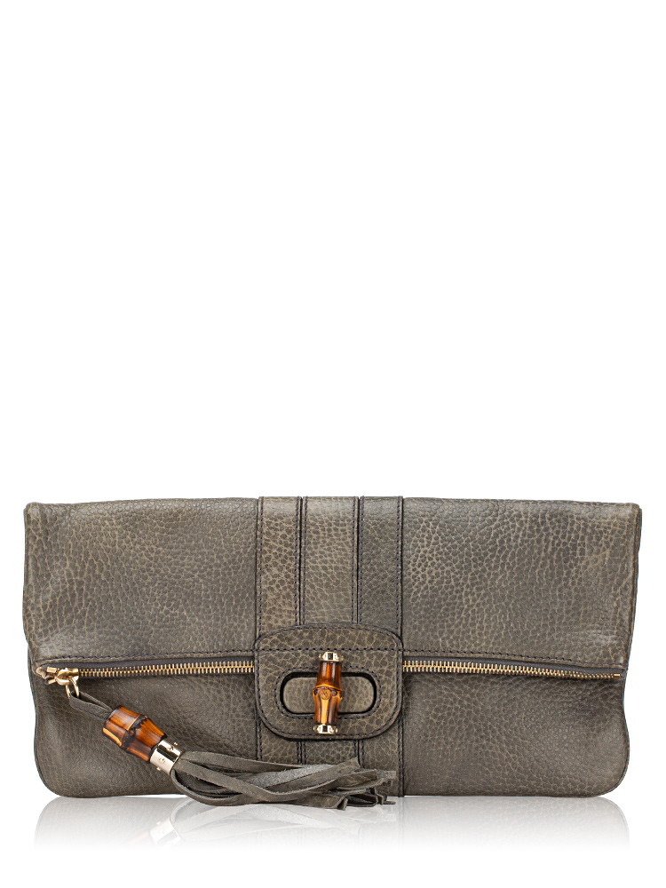 Pebbled Calfskin Lucy Folded Clutch Grey