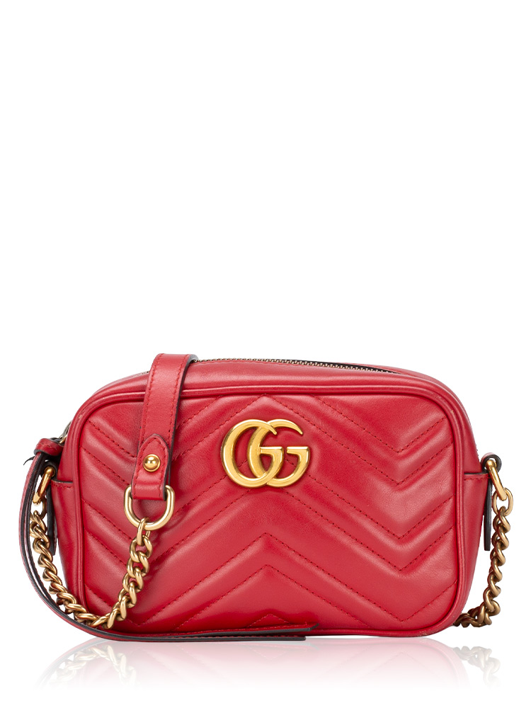 GG Marmont Matelasse Mini Camera Bag Hibiscus Red