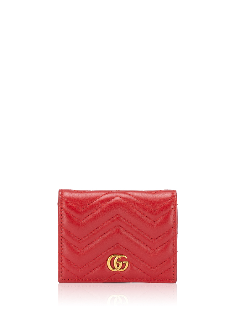 GG Marmont Matelasse Small Wallet Hibiscus Red