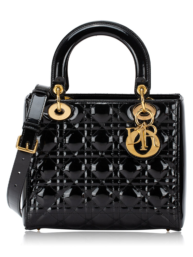 Patent Cannage Medium Lady Dior Black