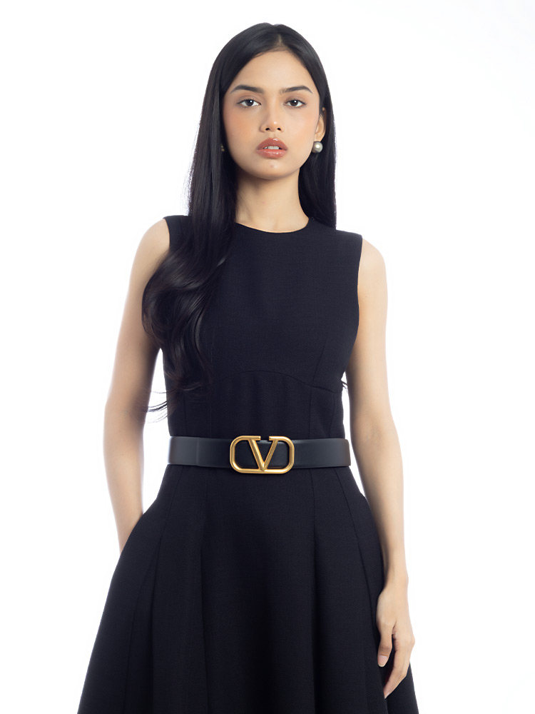 Calfskin Signature VLogo 40mm Belt Black Sz 100